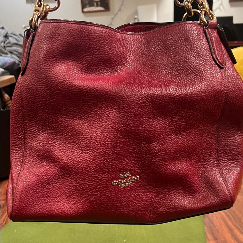 Coach Burgundy Leather Shoulder Bag